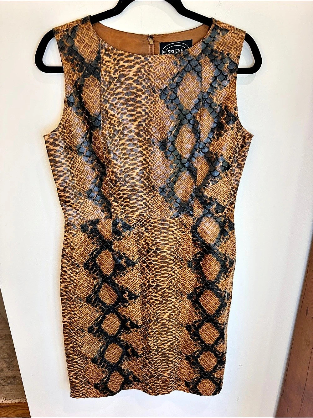 VTG 90s/Early 2000s Selene Sport Faux Leather Animal/Leopard Print Mini Dress, M